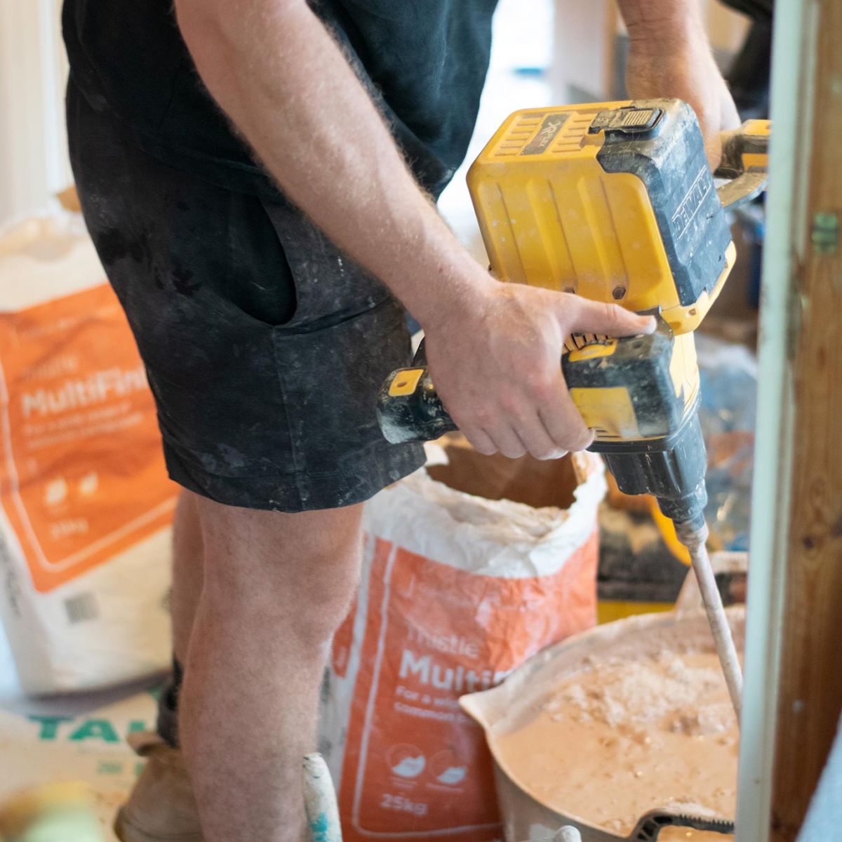 Mixing Plaster Prior to Plastering